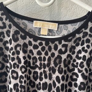 Michael Kors Black and Gray Animal Print Blouse